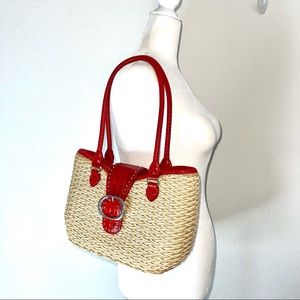 Brighton shoulder bag with red leather and signature studded silver accents box